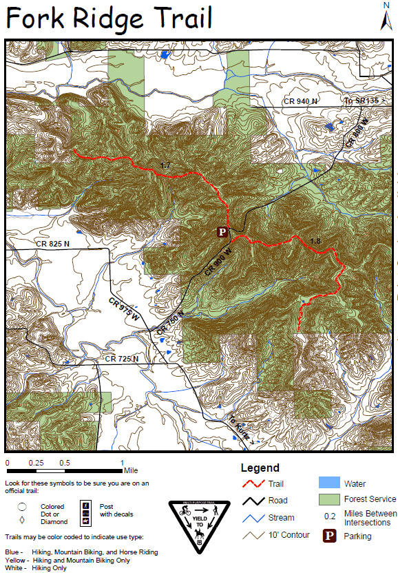 topographic map of Fork Ridge Trail