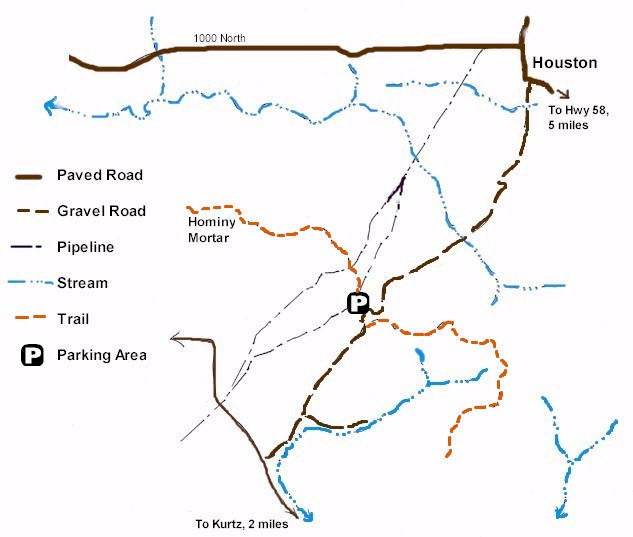 line drawing of Fork Ridge Trail map