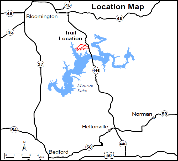map to Pate Hollow Trail in northern section of Hoosier National Forest