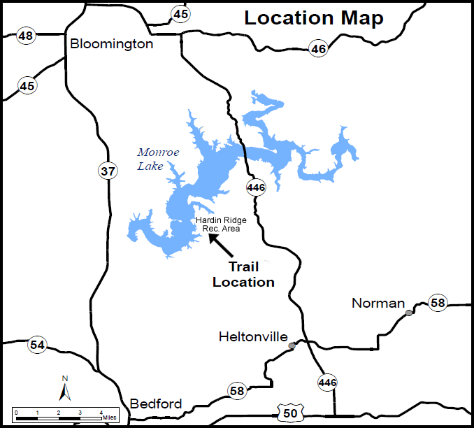static map to Hardin Ridge Recreation Area