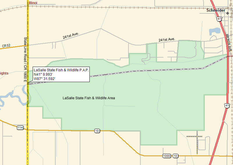 Map to Lasalle public access point on Kankakee River in Indiana