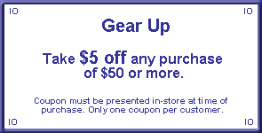 Coupons for Gear Up in Evansville, Indiana